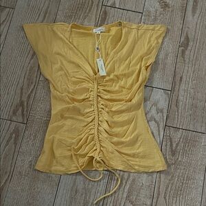 Max Studio Mustard Ruched Blouse